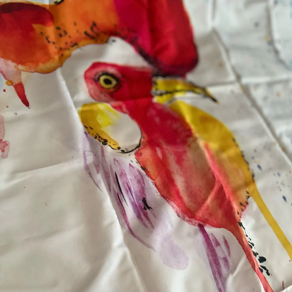 Colorful Watercolor Rooster shower curtains NWOT